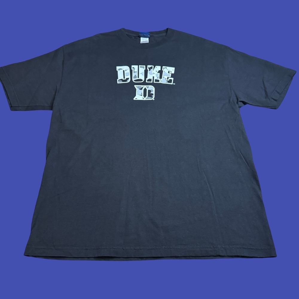 Champs Sports Duke Blue Devils T Shirt Mens Large Black Y2K Camo Logo NCAA
